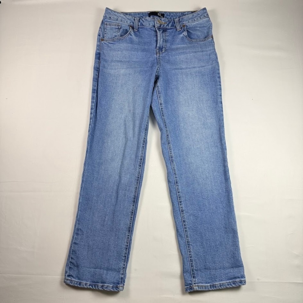 1822 Denim Womens Petite 8P Straight Leg Jeans Medium Blue Wash Stretch 8P/29P